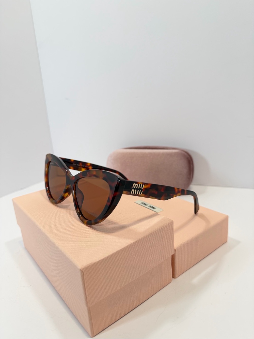 Miu Miu Tortoiseshell Cat-Eye Sunglasses with Brown Lenses